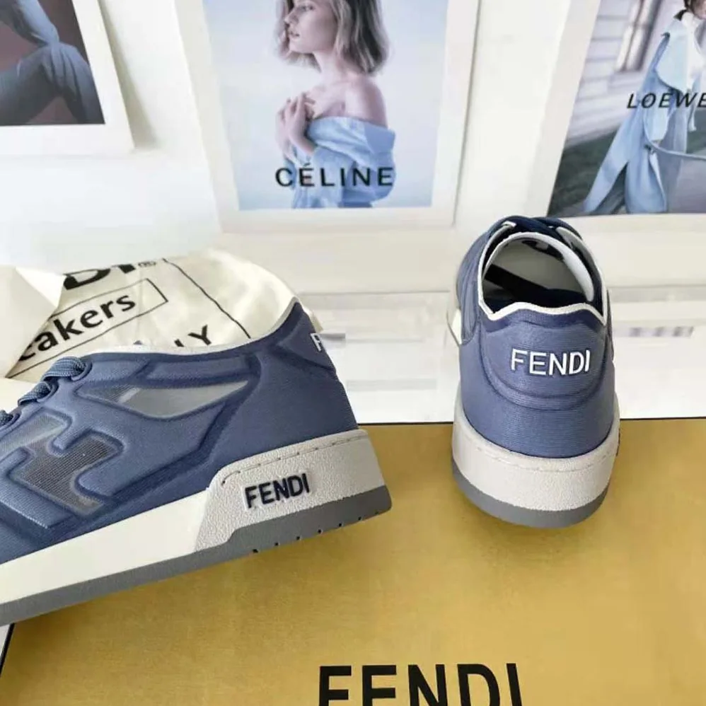 Fendi Match Blue Mesh Low Tops for Unisex