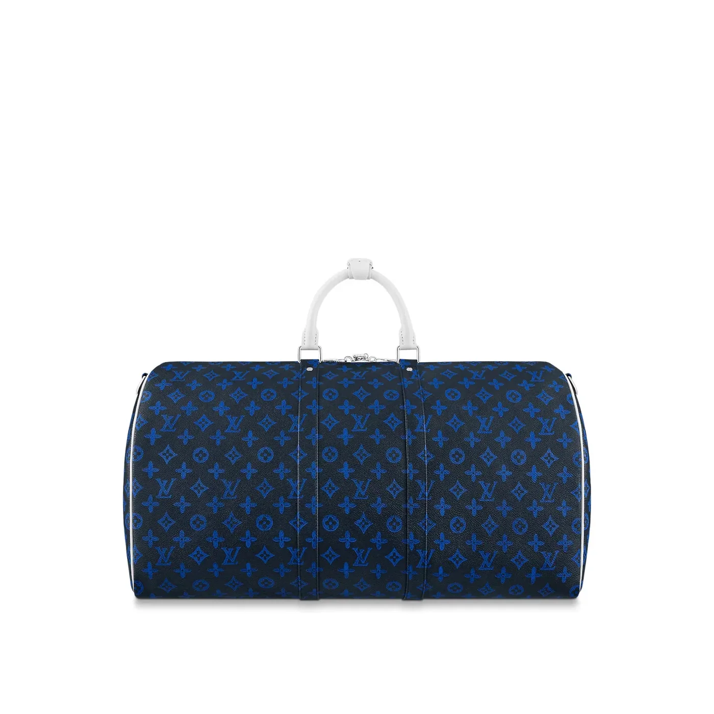 Louis Vuitton Keepall Bandouliere 55 Travel Bag in Blue Silver Hardware