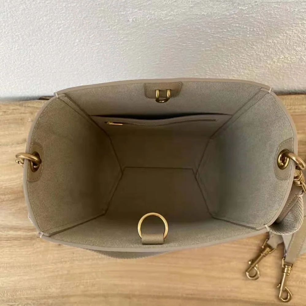 Celine Sangle Small Bucket Bag in Soft Grained Calfskin for Women in Brown