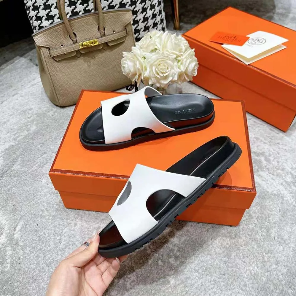 Hermes Edith Sandal in Calfskin with Perforated Upper for Women in White Hermes Edith Sandal in Calfskin with Perforated Upper for Women in White