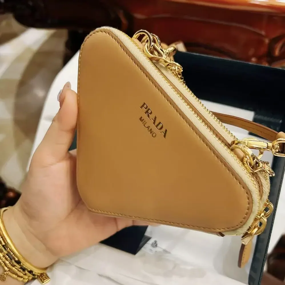 Prada Crochet Eather Mini Pouch Bag for Women in Natural
