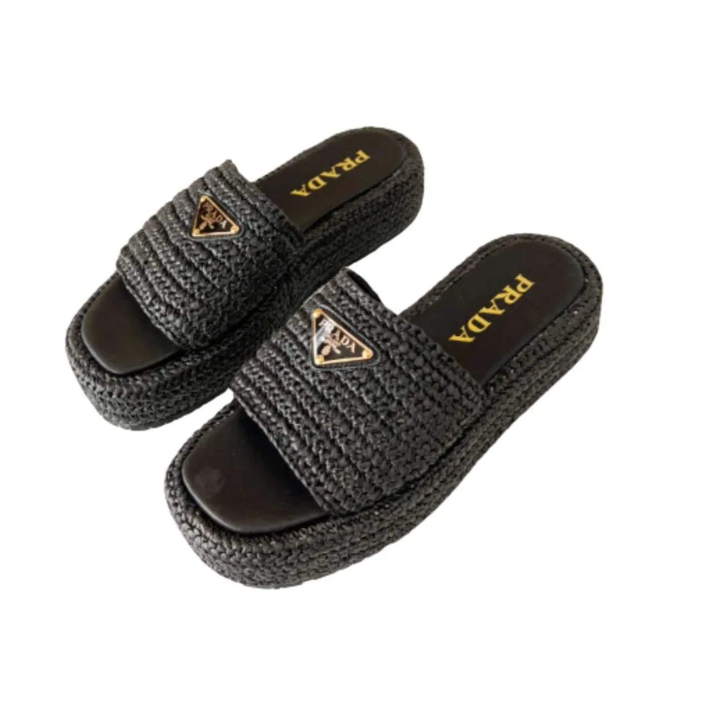 Prada Crochet Flatform Slides Black Prada Crochet Flatform Slides Black