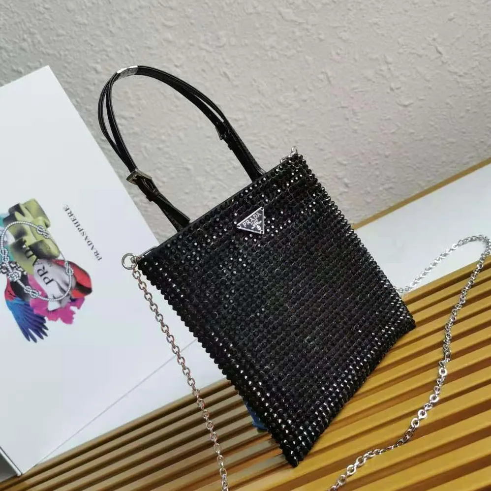 Prada Satin Handbag with Decoration for Women in Black Prada Satin Handbag with Decoration for Women in Black