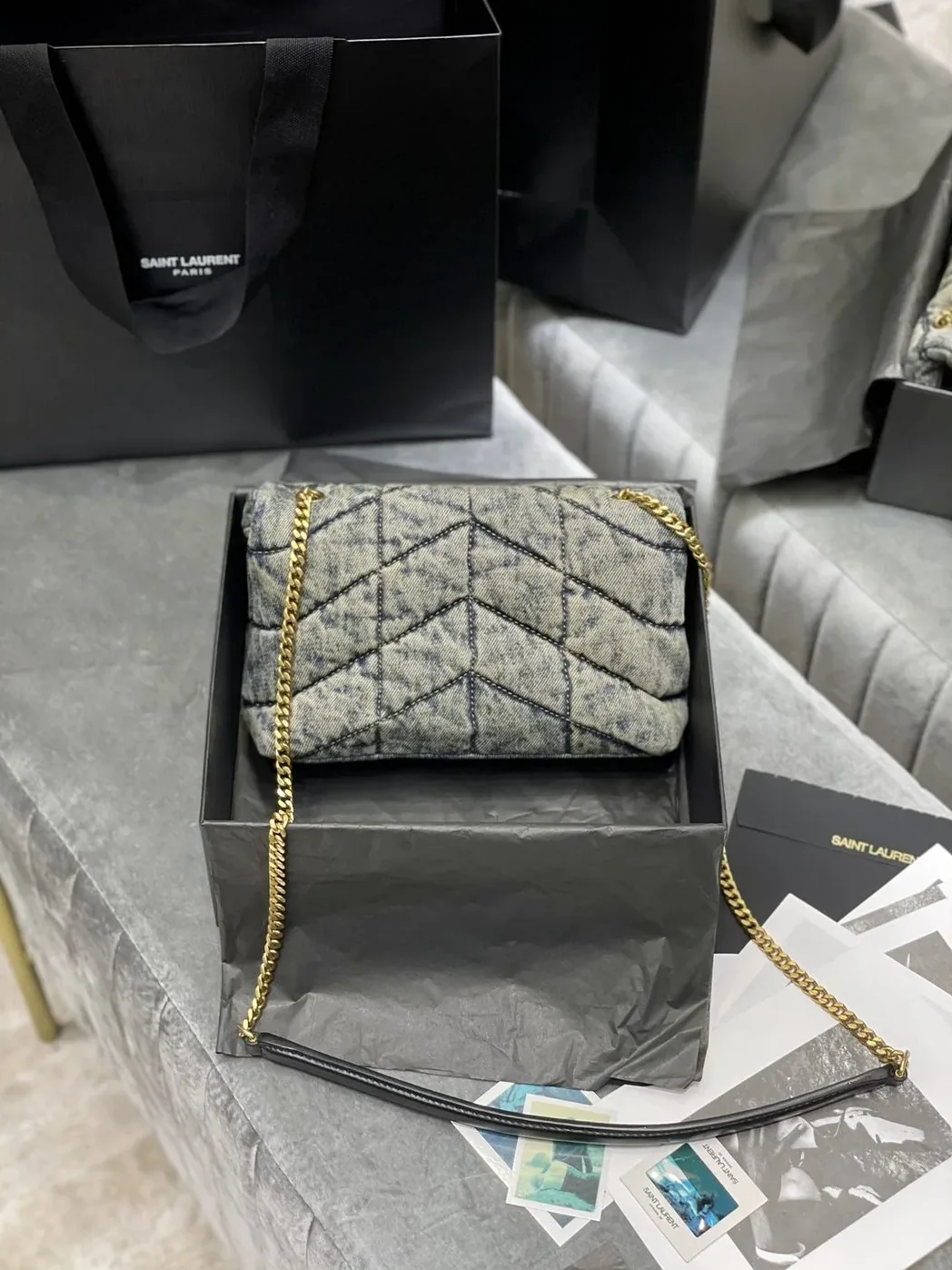 Saint Laurent Puffer Toy Bag Grey / Saint Laurent Puffer Toy Bag Grey /