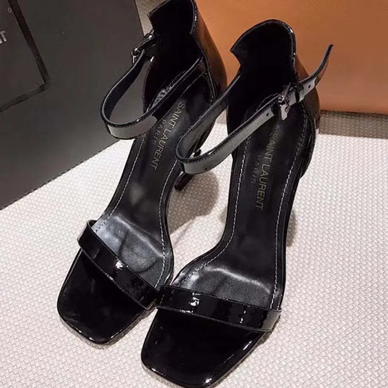 Saint Laurent YSL Opyum 110 Sandals Patent Leather for Women in Black Saint Laurent YSL Opyum 110 Sandals Patent Leather for Women in Black
