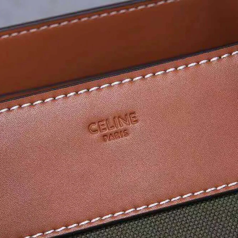 Celine Micro Luggage Handbag in Textile and Calfskin for Women in Green