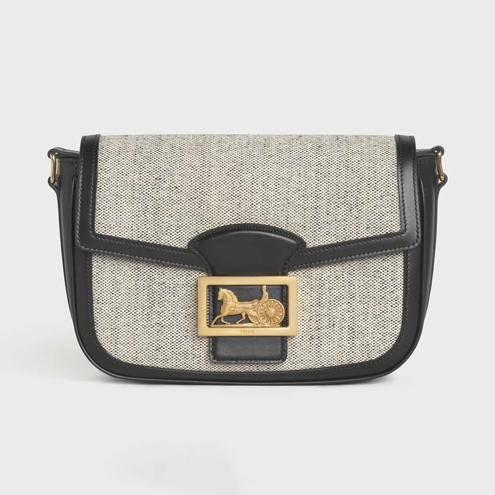 Celine Medium Sulky Bag in Textile and Calfskin for Women Celine Medium Sulky Bag in Textile and Calfskin for Women