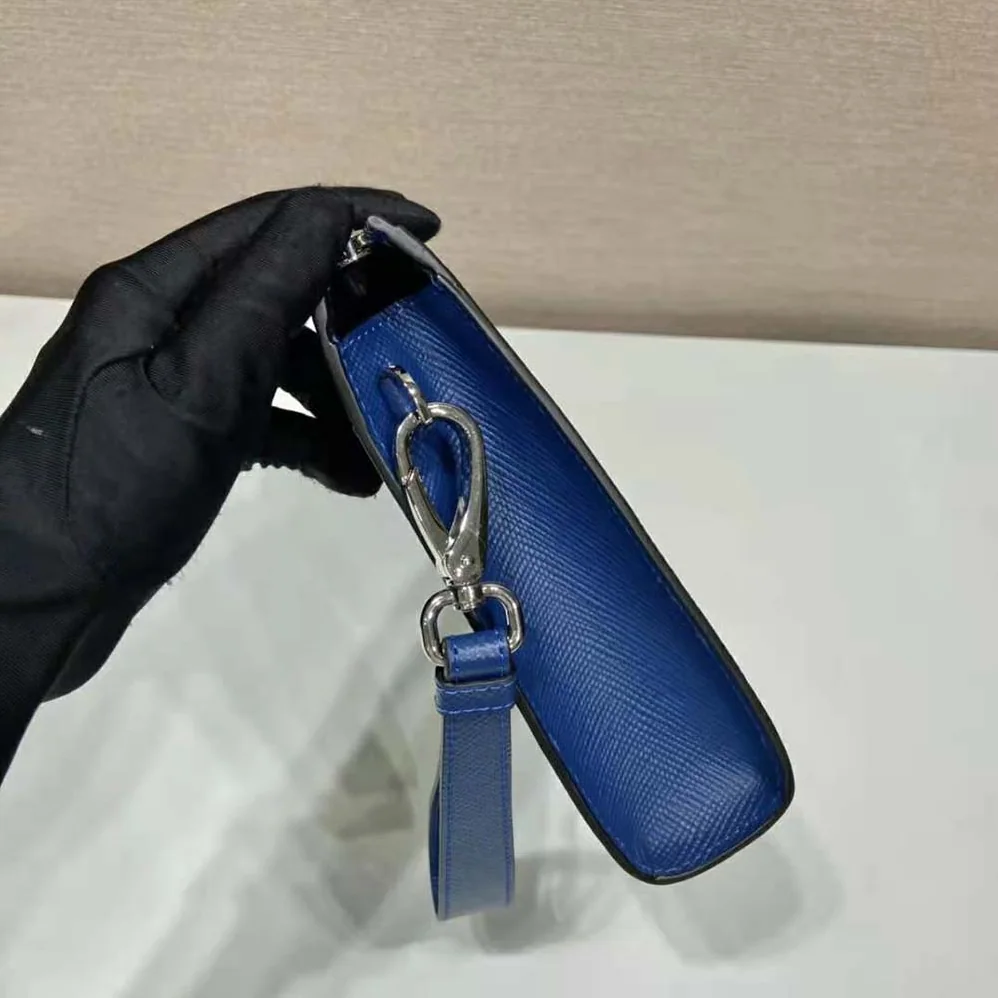 Prada Saffiano Leather Pouch for Men in Navy