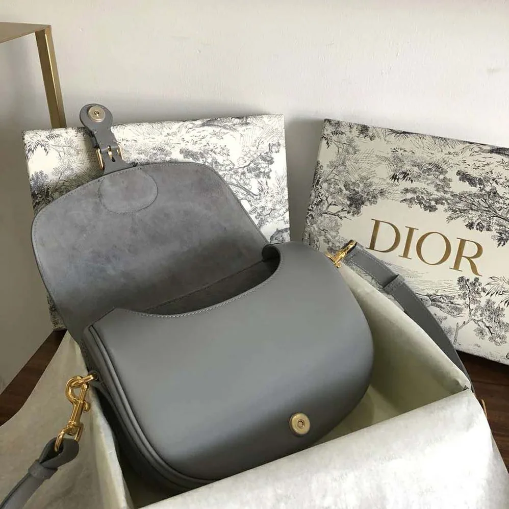Dior Medium Dior Bobby Bag Denim Box Calfskin for Women in Silver
