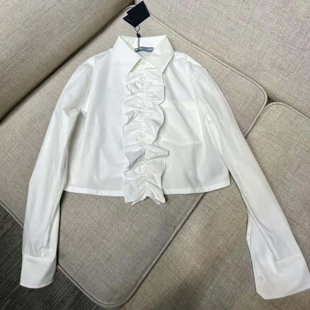 Prada Poplin Shirt with Triangle Logo with Sartorial Label for Women