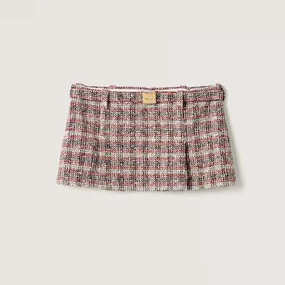 Miu Miu Check Miniskirt With Logo-decorated-MG2039 for Women