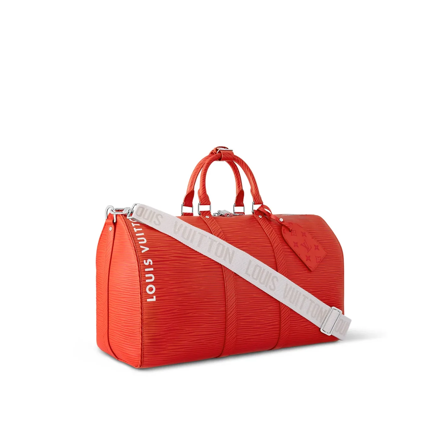 Louis Vuitton Keepall Bandouliere 50 Travel Bag in Red Palladium Hardware Louis Vuitton Keepall Bandouliere 50 Travel Bag in Red Palladium Hardware