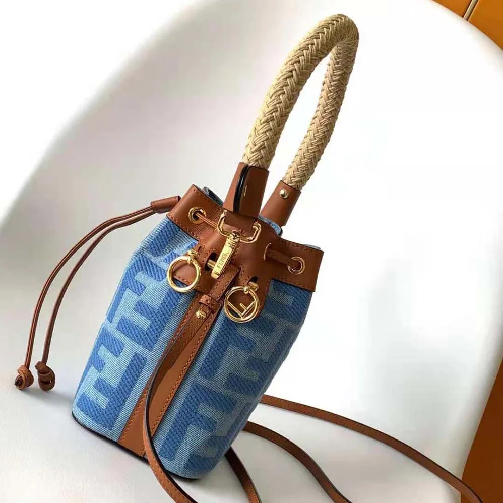 Fendi Mon Tresor Light Blue Denim Mini for Women in bag with FF Embroidery Fendi Mon Tresor Light Blue Denim Mini for Women in bag with FF Embroidery