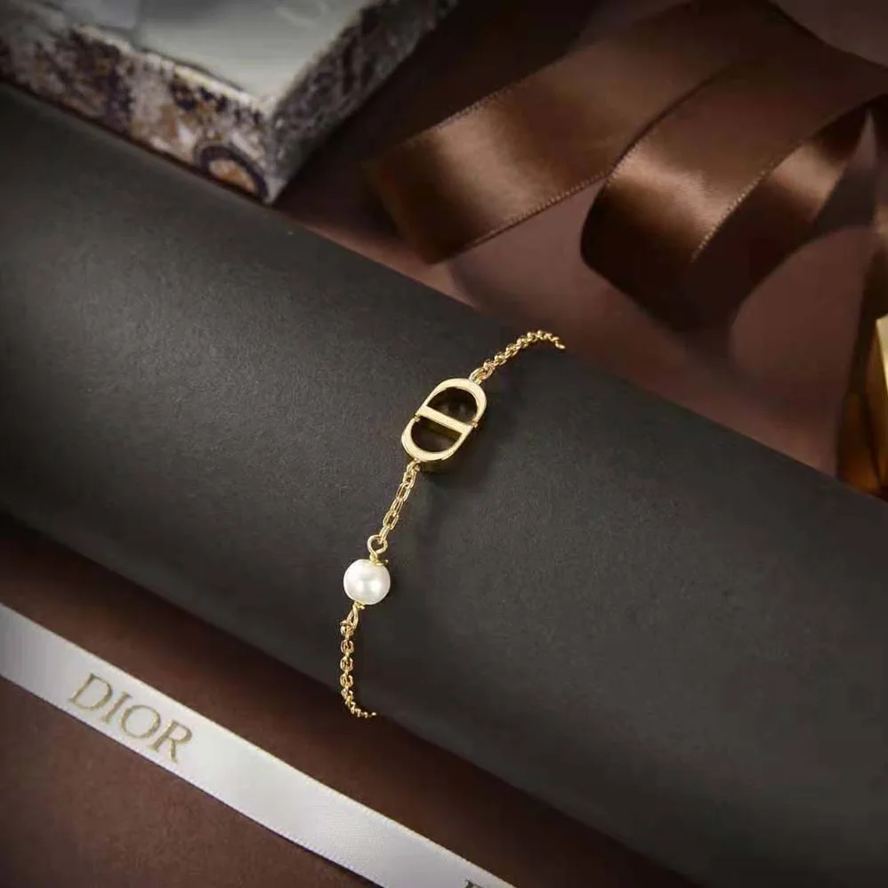 Dior Petit CD Bracelet Gold-Finish Metal with a White Resin Pearl for Women