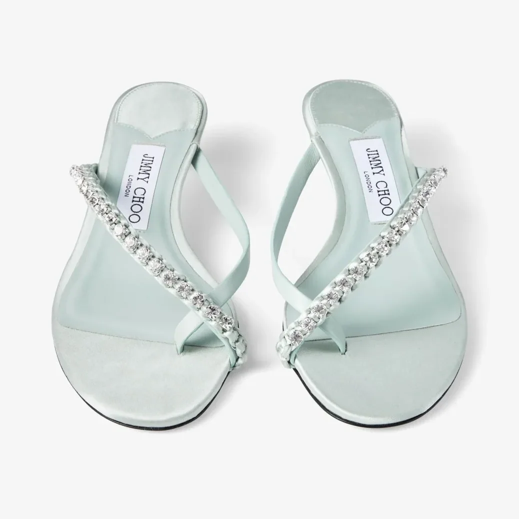 Jimmy Choo Dila 35 Mule Sandal Light Verde DILA35GZM Jimmy Choo Dila 35 Mule Sandal Light Verde DILA35GZM