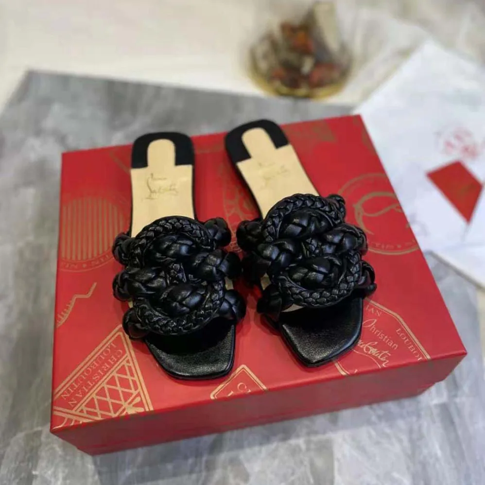 Christian Louboutin Marmela Flat Mule is Modern and Elegant for Women in Black