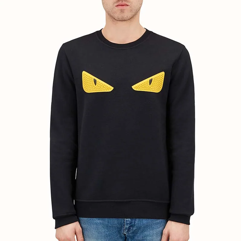 Fendi Black Wool and Cotton Sweatshirt for Men Fendi Black Wool and Cotton Sweatshirt for Men