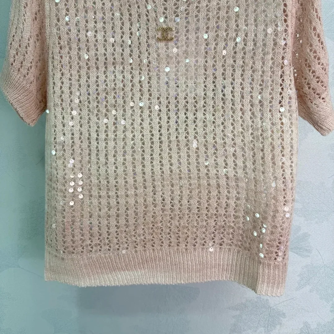 Chanel Sequin Embellished Top Ombre Pink