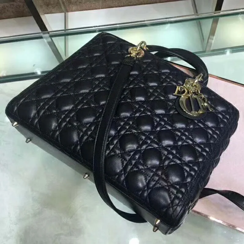 Dior Lady Dior Lambskin Tote Bag for Women in Black Dior Lady Dior Lambskin Tote Bag for Women in Black