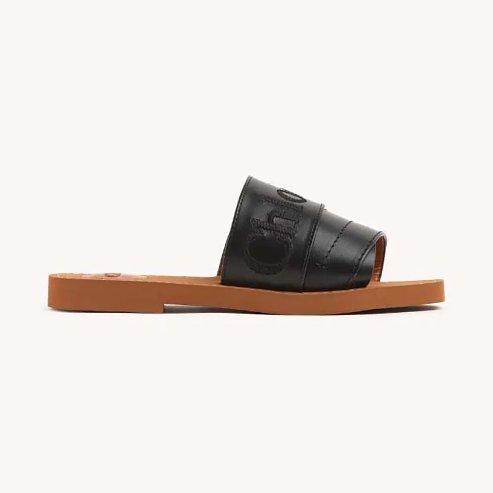 Chloe Woody Flat Mule for Women in Black