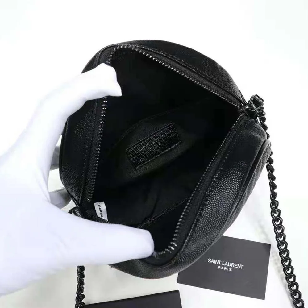 Saint Laurent YSL Vinyle Round Camera Bag in Chevron for Women in Quilted Smooth Leather