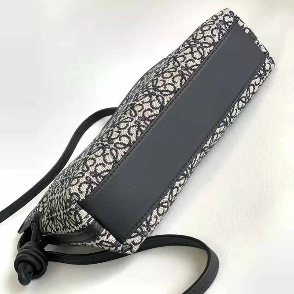 Loewe Mini Flamenco Clutch in Anagram Jacquard and Calfskin for Women in Black