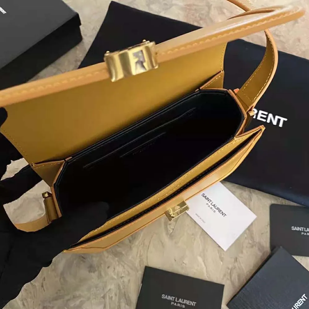 Saint Laurent YSL Solferino Small Satchel in Box Saint Laurent Leather for Women in Yellow Saint Laurent YSL Solferino Small Satchel in Box Saint Laurent Leather for Women in Yellow