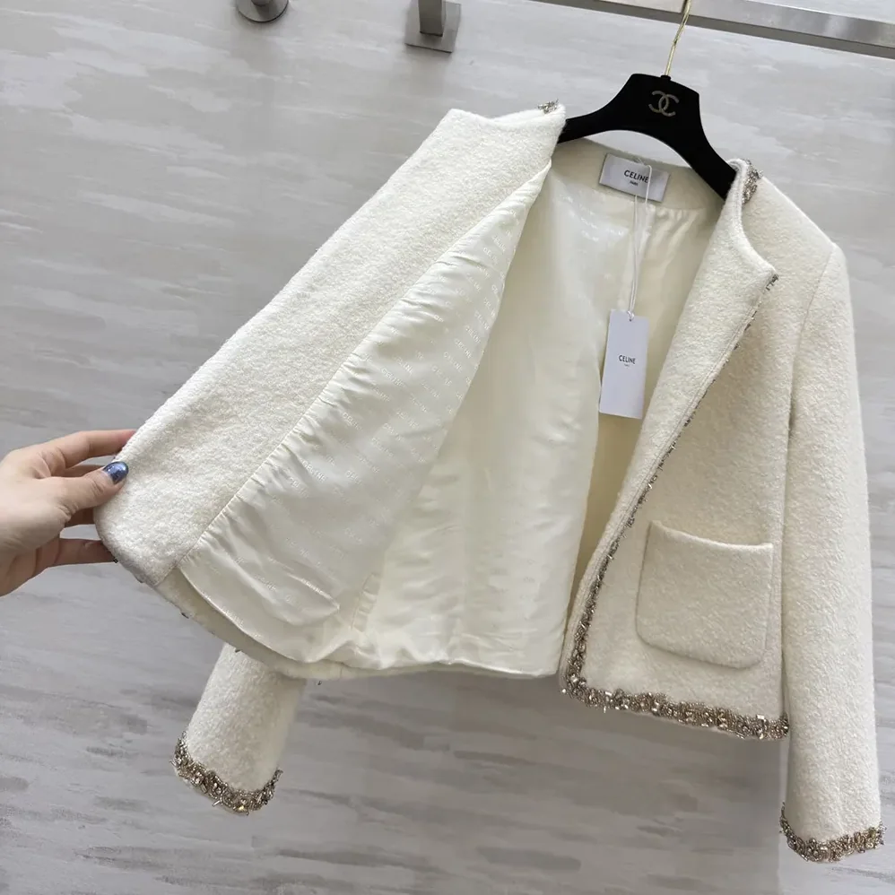 Celine Embroidered Chelsea Jacket in Silk Natté for Women