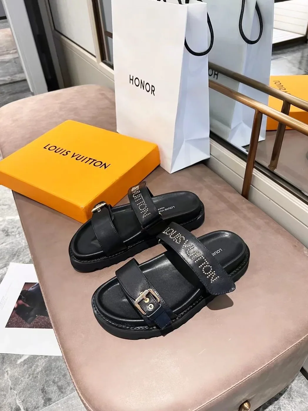 Louis Vuitton Bom Dia Flat Mule Black for Women
