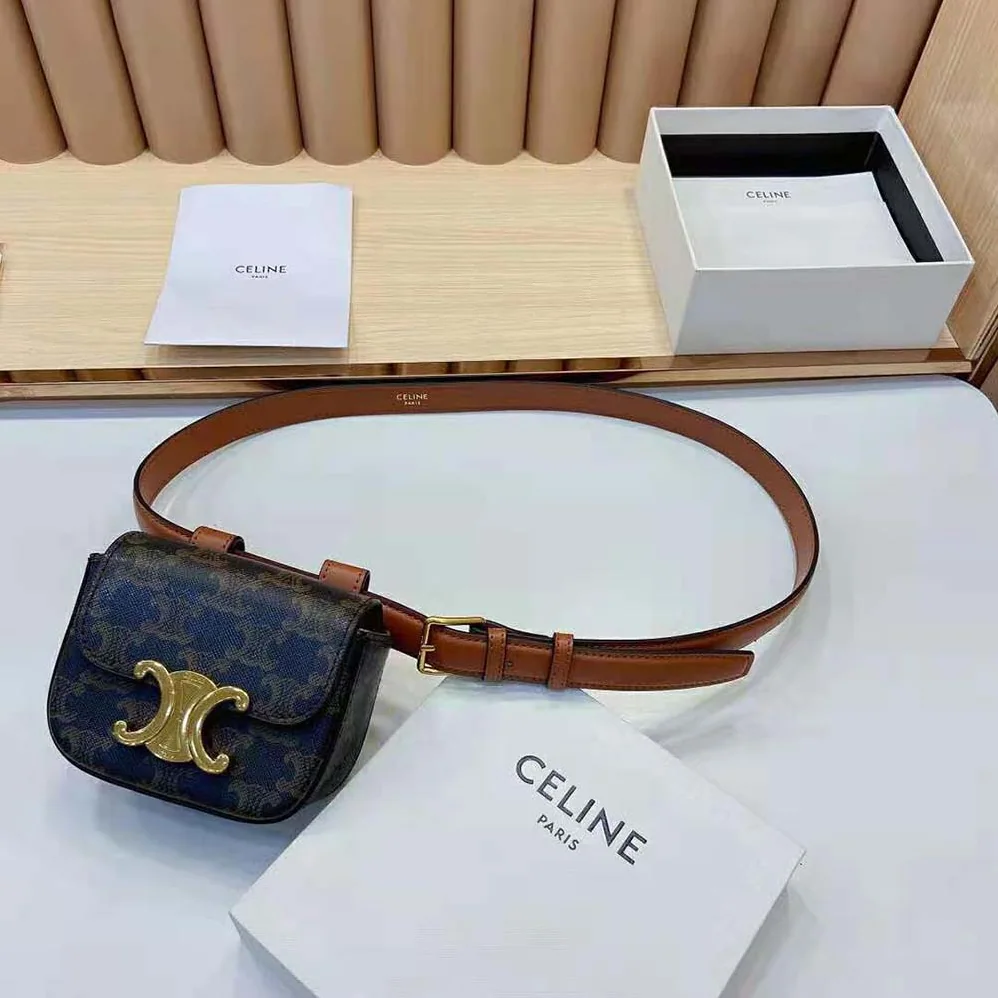 Celine Belt Bag Triomphe Belt in Triomphe Canvas and Calfskin for Women Celine Belt Bag Triomphe Belt in Triomphe Canvas and Calfskin for Women
