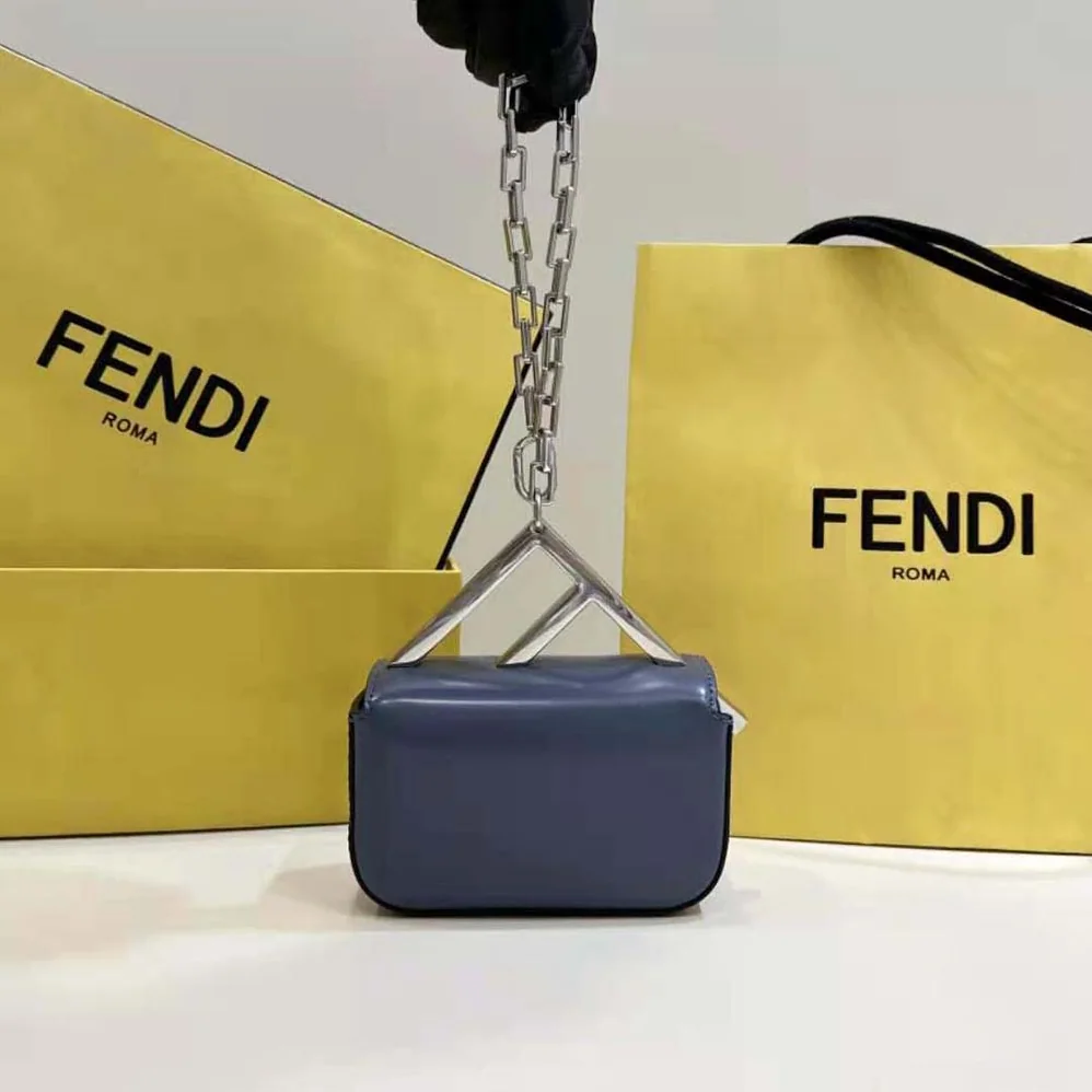 Fendi Nano Bag F Blue Leather Mini for Women in Bag Fendi Nano Bag F Blue Leather Mini for Women in Bag