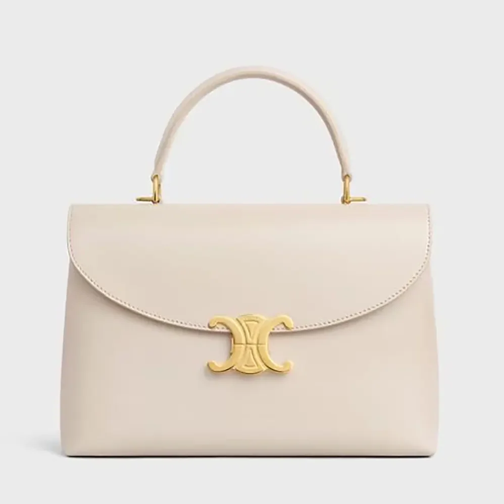 Celine Medium Nino Bag in Shiny Calfskin for Women in White Celine Medium Nino Bag in Shiny Calfskin for Women in White