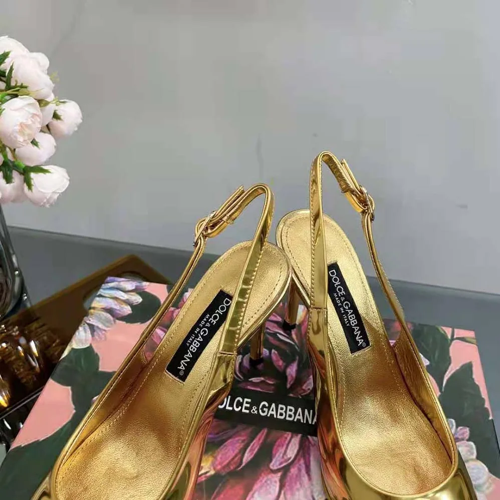 Dolce Gabbana D&G Mirrored for Women in Effect Calfskin Slingbacks
