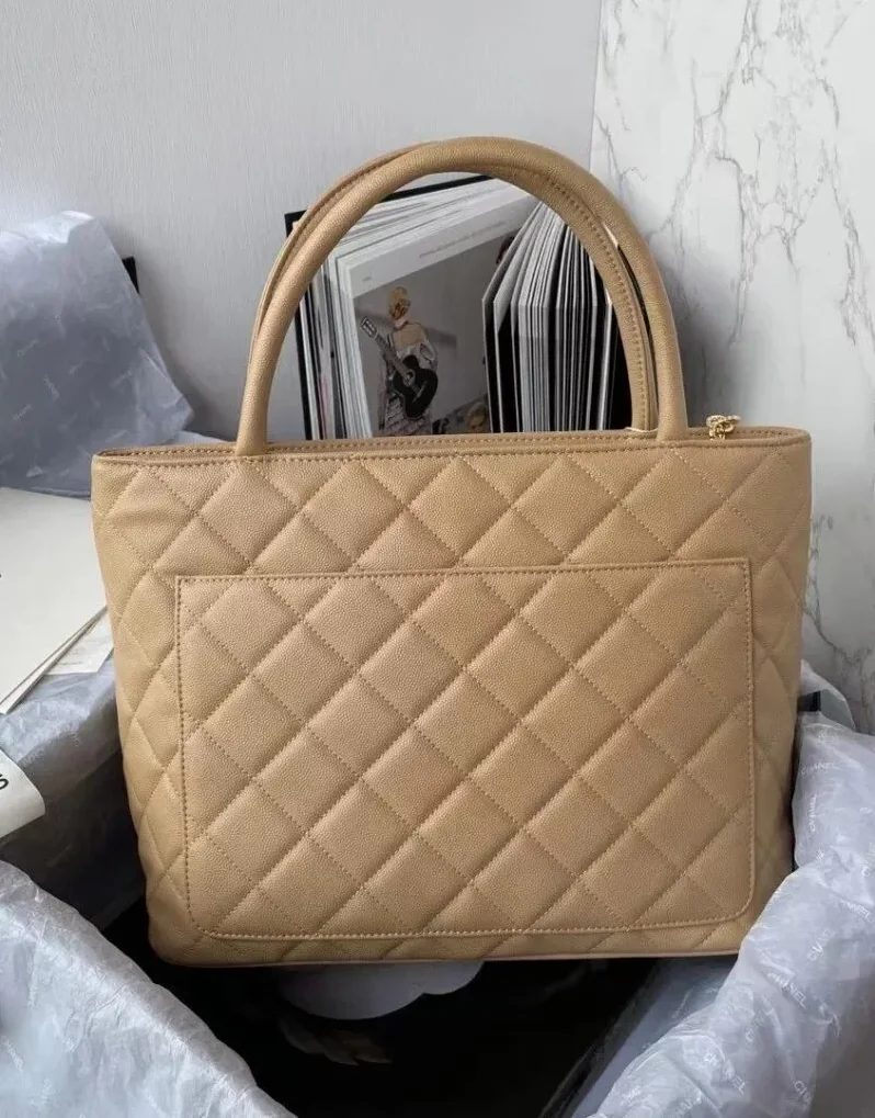 Chanel Medallion Tote Shoulder Beige Bag /