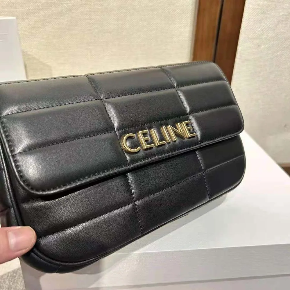 Celine Chain Shoulder Bag Matelasse Monochrome Celine in Quilted Goatskin for Women in Gold