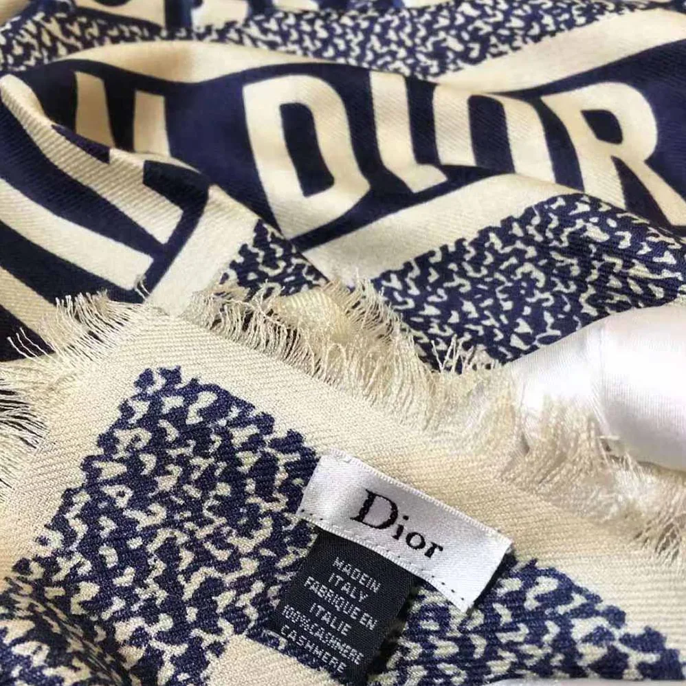 Dior Dior Oblique Square Scarf Navy Blue Silk Twill for Women