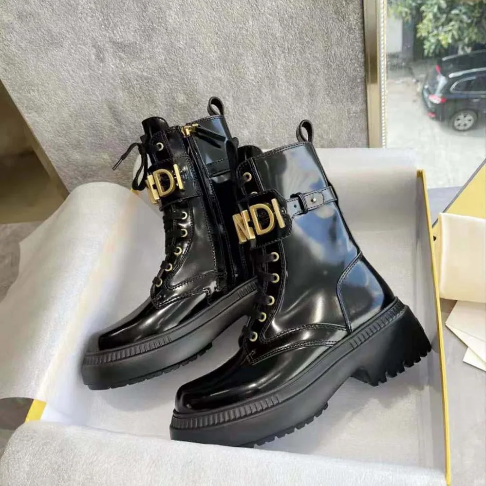 Fendi Fendigraphy Black Leather Biker Boots for Women Fendi Fendigraphy Black Leather Biker Boots for Women