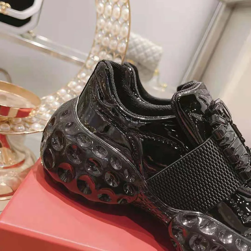 Roger Vivier Viv Run Light Strass Buckle Sneakers in Fabrics for Women in Black Roger Vivier Viv Run Light Strass Buckle Sneakers in Fabrics for Women in Black