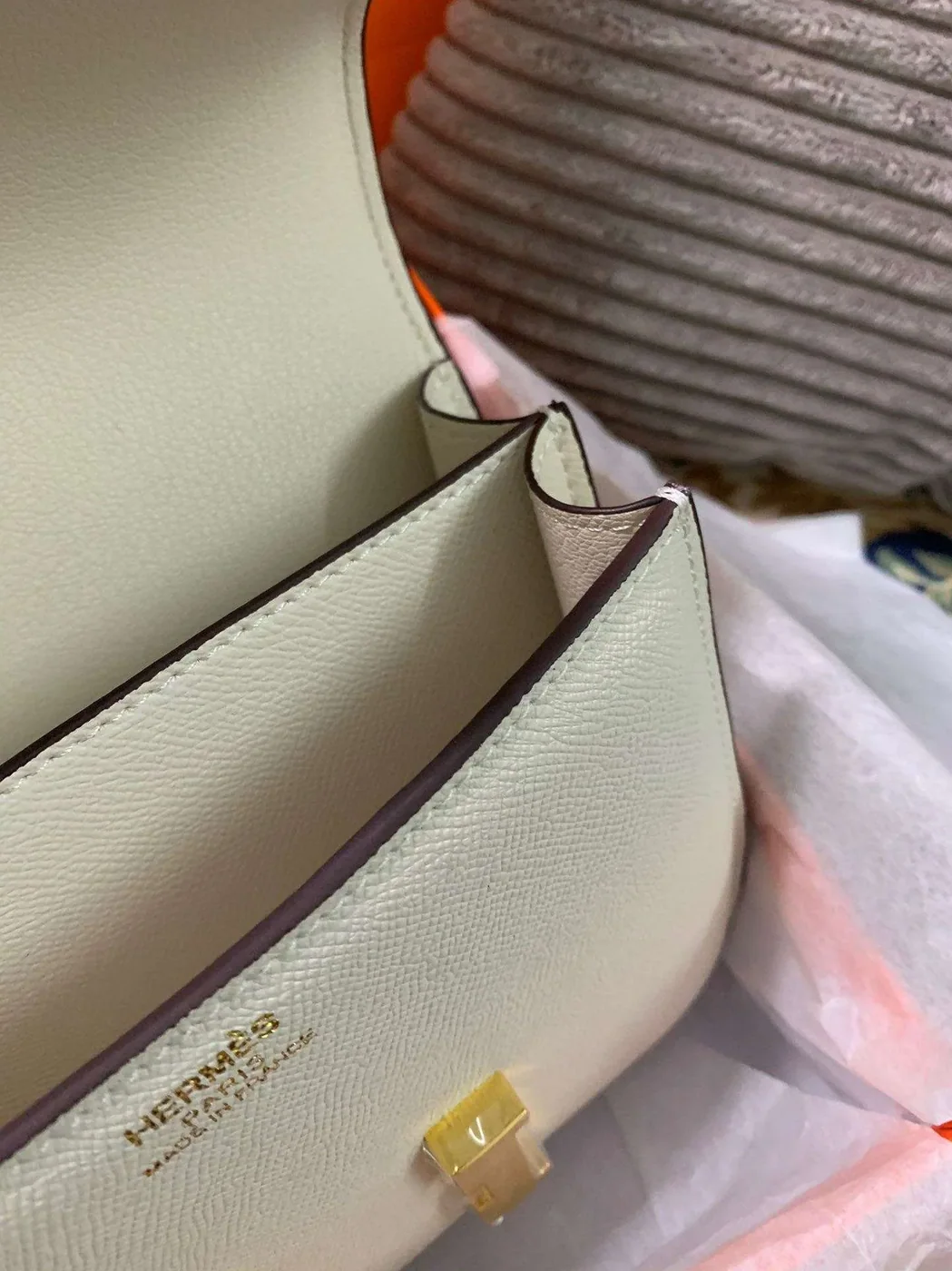 Hermes Constance 18 Crossbody Bag in White Gold Hardware Hermes Constance 18 Crossbody Bag in White Gold Hardware