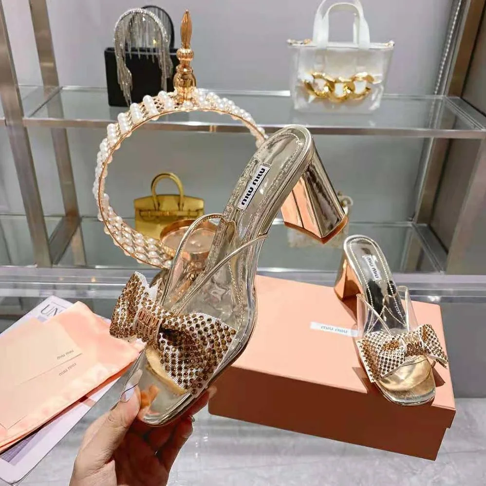 Miu Miu Vinyl and Metallic Leather Sandals with Crystals for Women