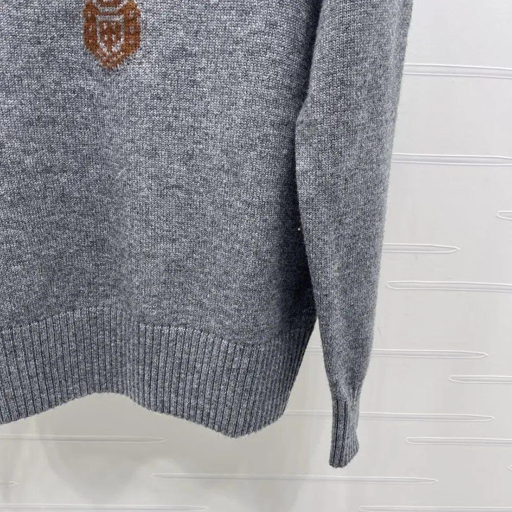 Prada Cashmere and Wool Prada Logo Crew-neck Sweater for Men in Slate Gray