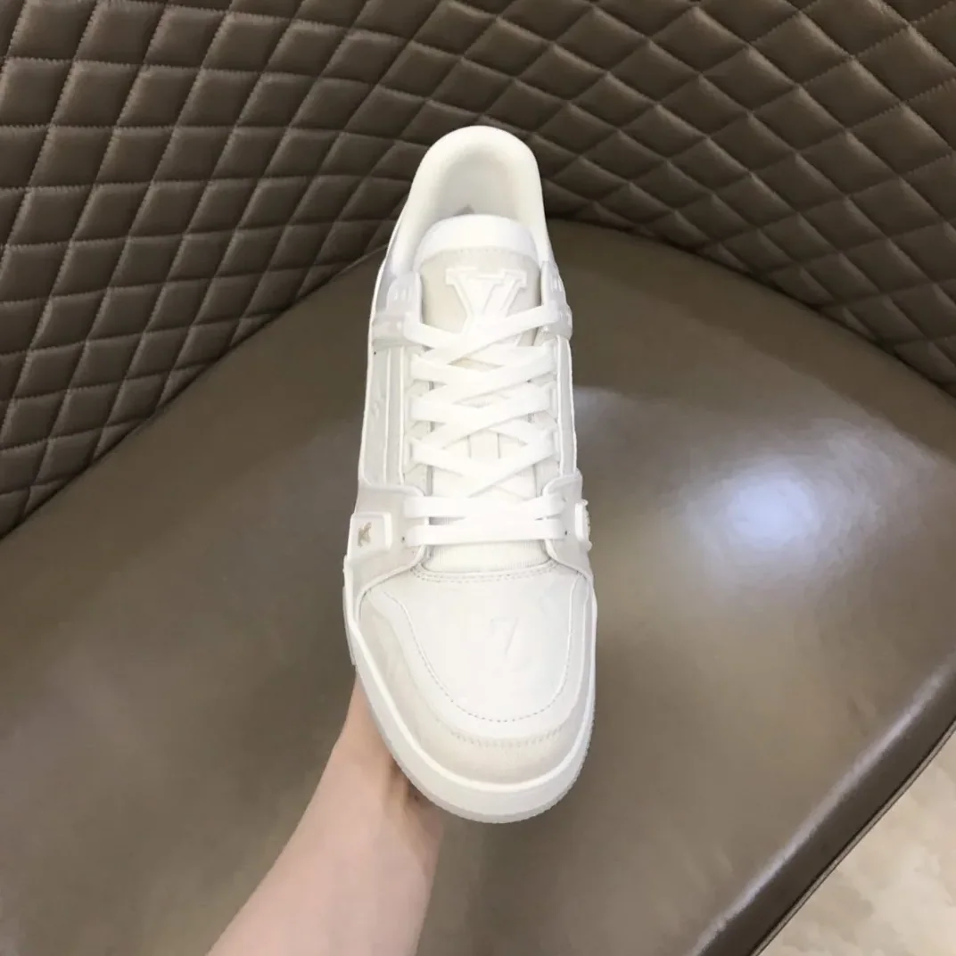 Louis Vuitton Trainer Sneaker Monogram Patent Canvas White Virgil Abloh LV 1A9G53 Louis Vuitton Trainer Sneaker Monogram Patent Canvas White Virgil Abloh LV 1A9G53