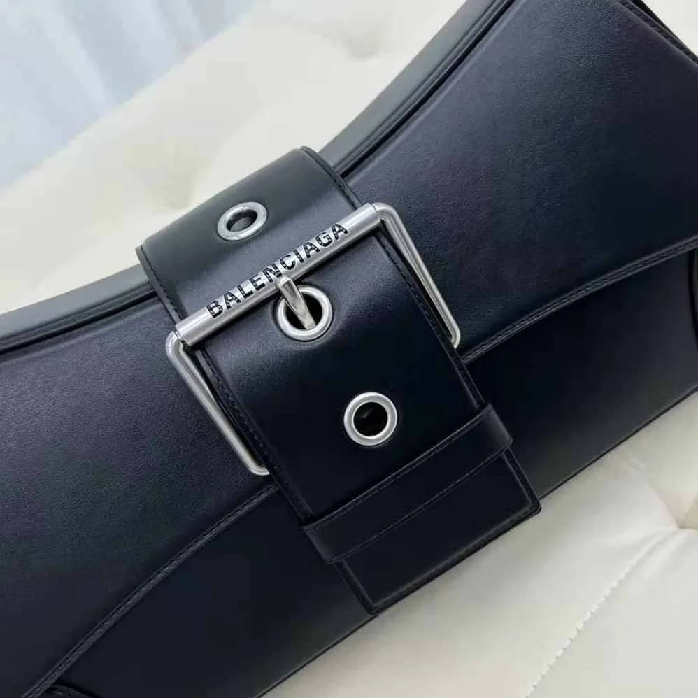 Balenciaga Lindsay Large Shoulder Bag in Black Shiny Smooth Calfskin for Women