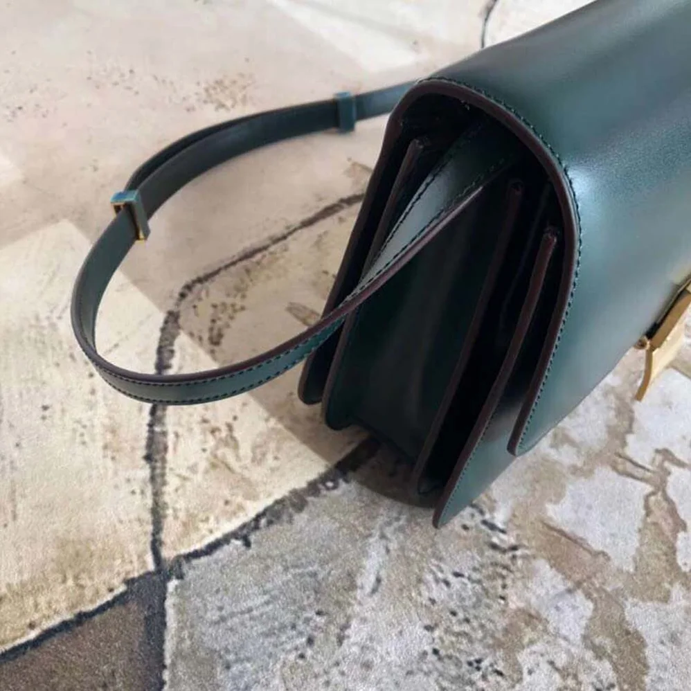 Celine Small Classic Bag in Box Calfskin Leather for Women in Dark Green