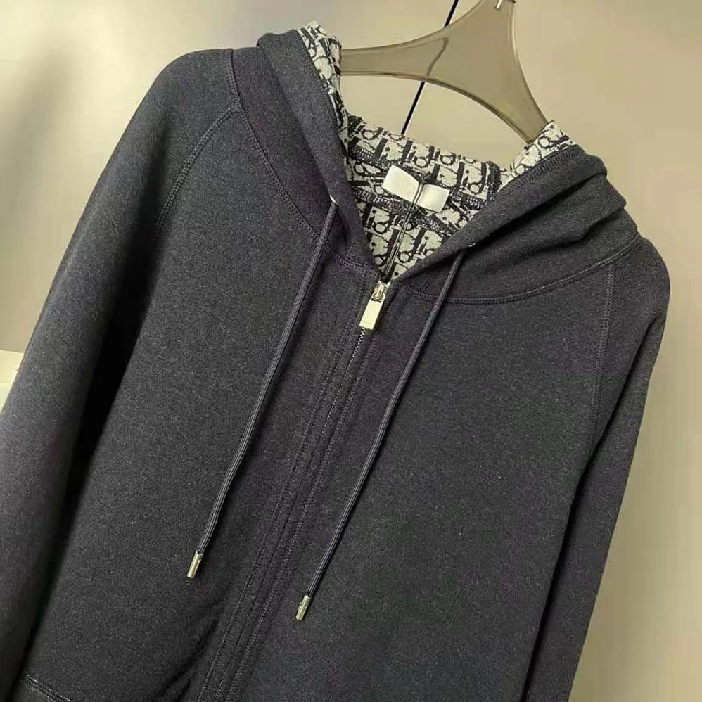 Dior Track Jacket Navy Blue Cotton Knit and Cashmere for Women