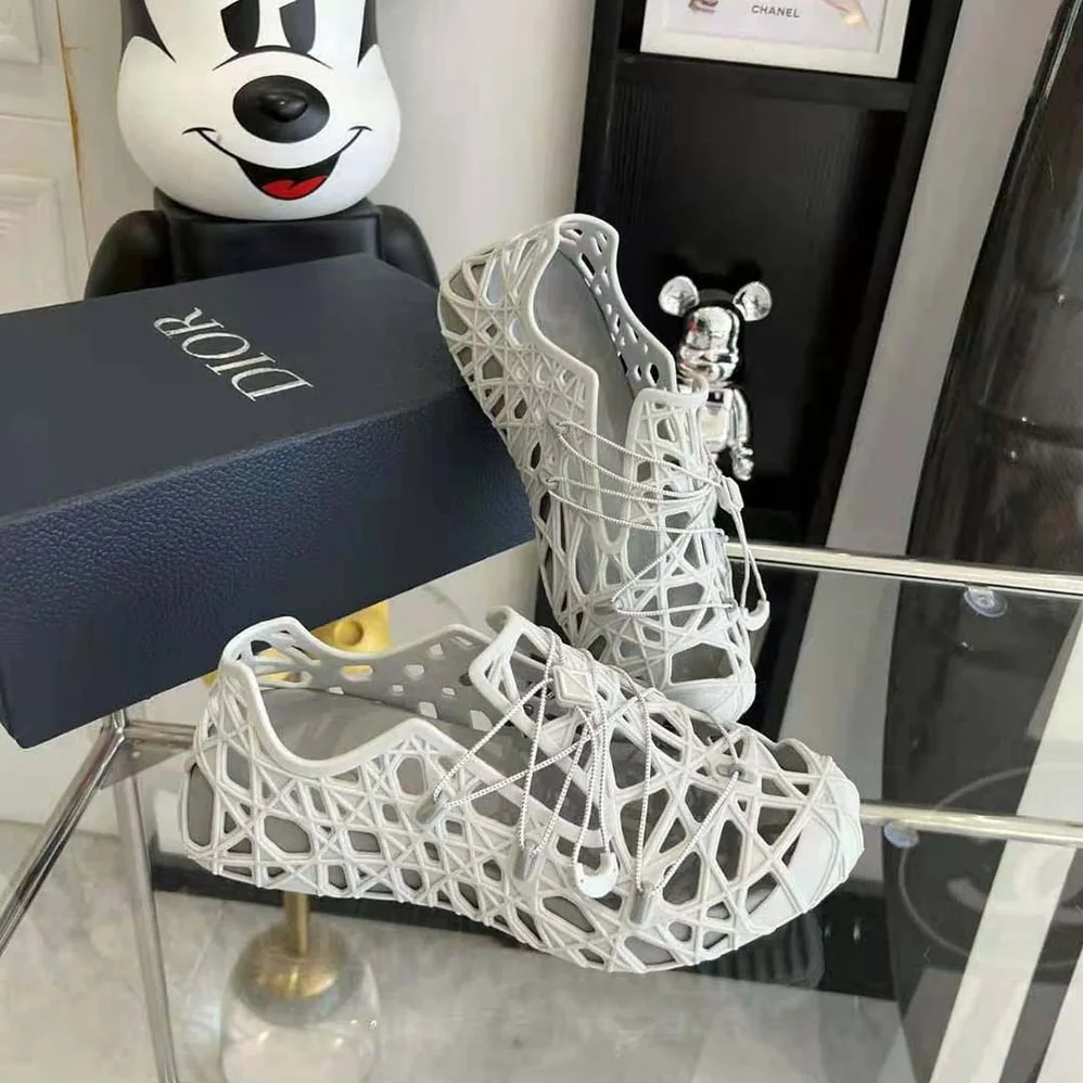 Dior Warp Sandal Anthracite White Cosmo Rubber with Warped Cannage Motif for Men
