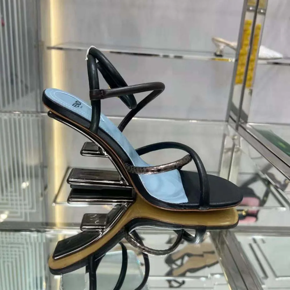 Fendi First Brown Nappa Leather High for Women in Heeled Sandals Fendi First Brown Nappa Leather High for Women in Heeled Sandals