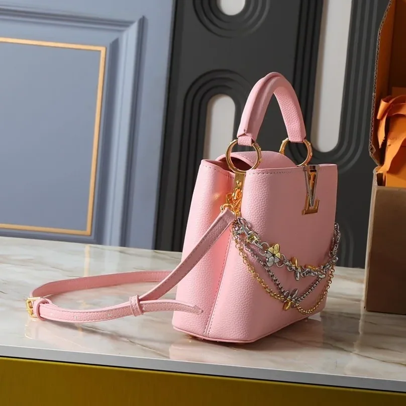 Louis Vuitton Capucines BB Top Handle Bag / Jasmine Pink Silver/ Gold Hardware