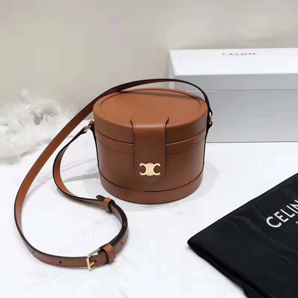 Celine Medium Tambour Bag in Smooth Calfskin for Women in Brown