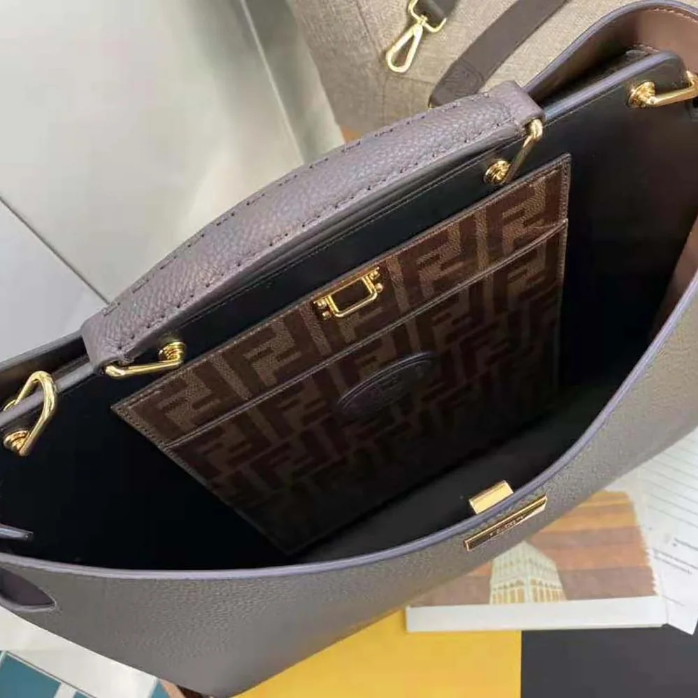Fendi Peekaboo Iconic Essential Brown Leather Bag for Men